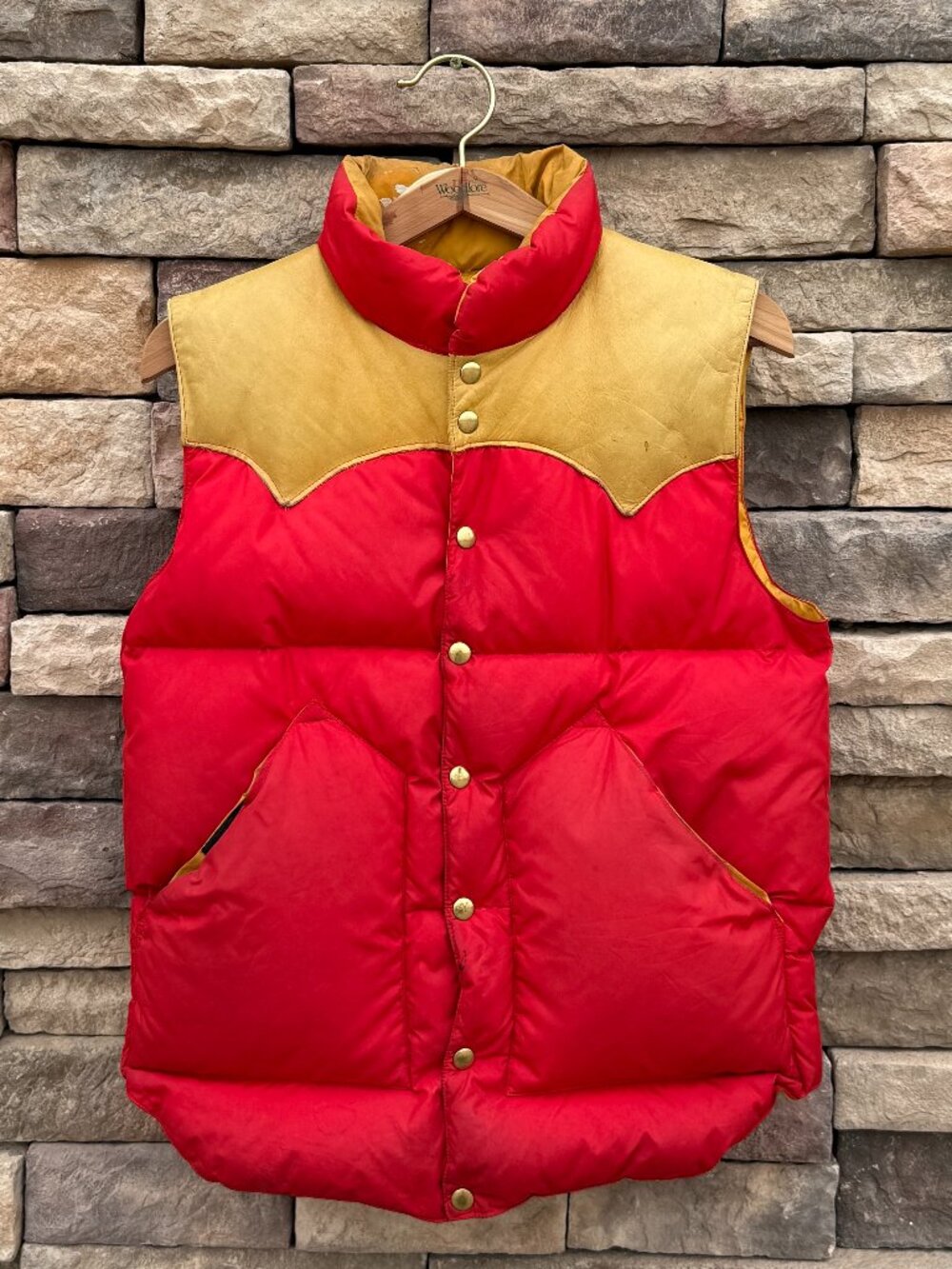 Rocky Mountain Feathered Vintage 70s Down Vest – Yellow & Red - Medium